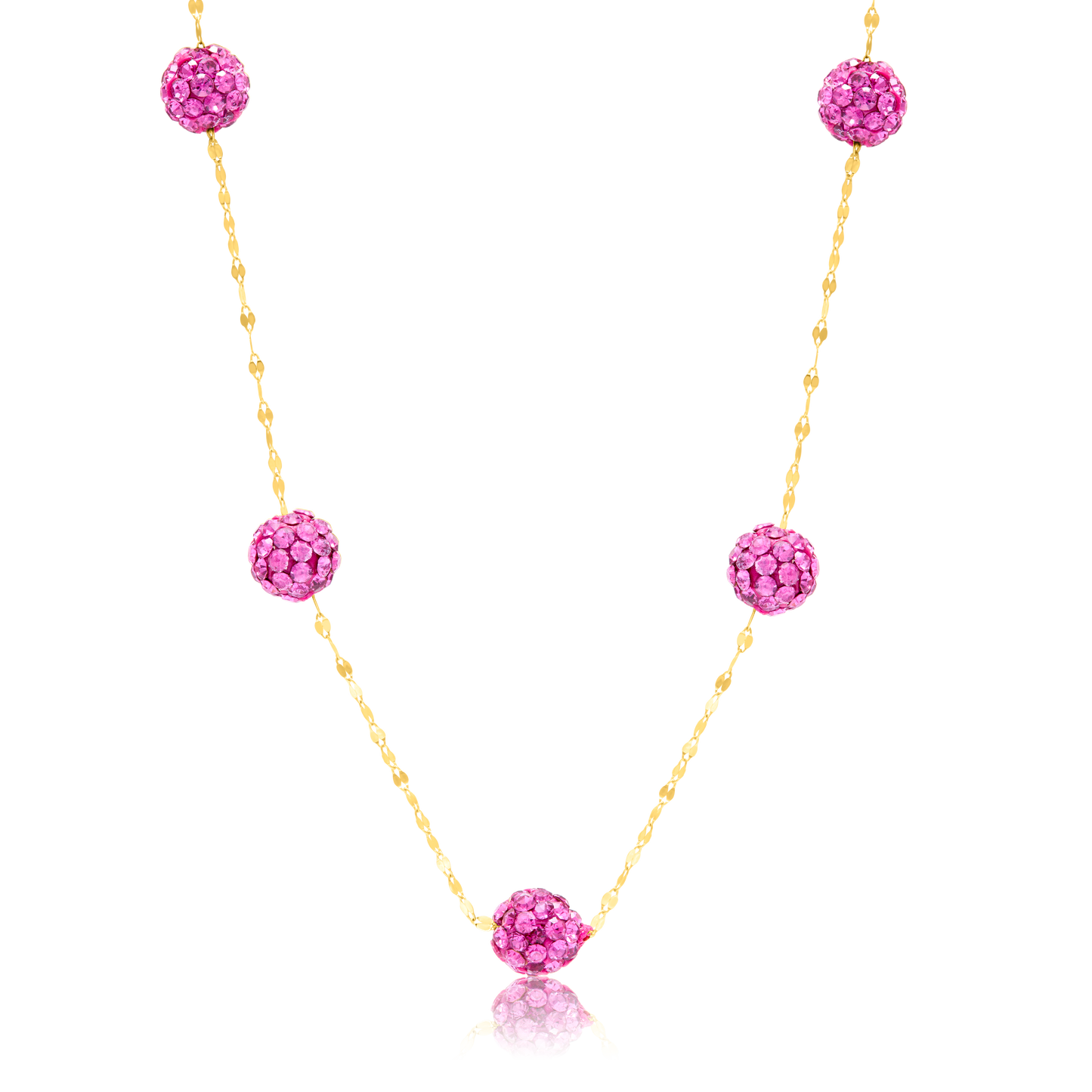 18K Pure Gold Rose Ball Necklace