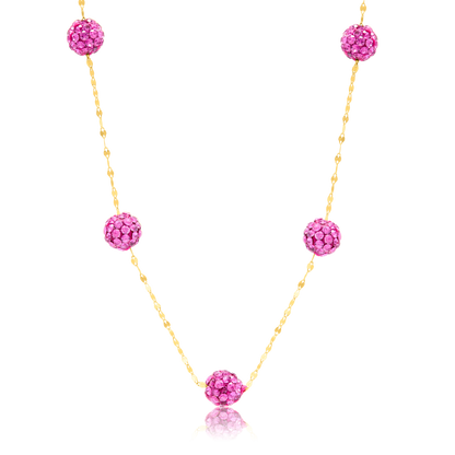 18K Pure Gold Rose Ball Necklace