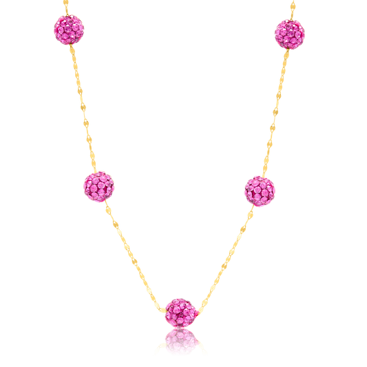 18K Pure Gold Rose Ball Necklace