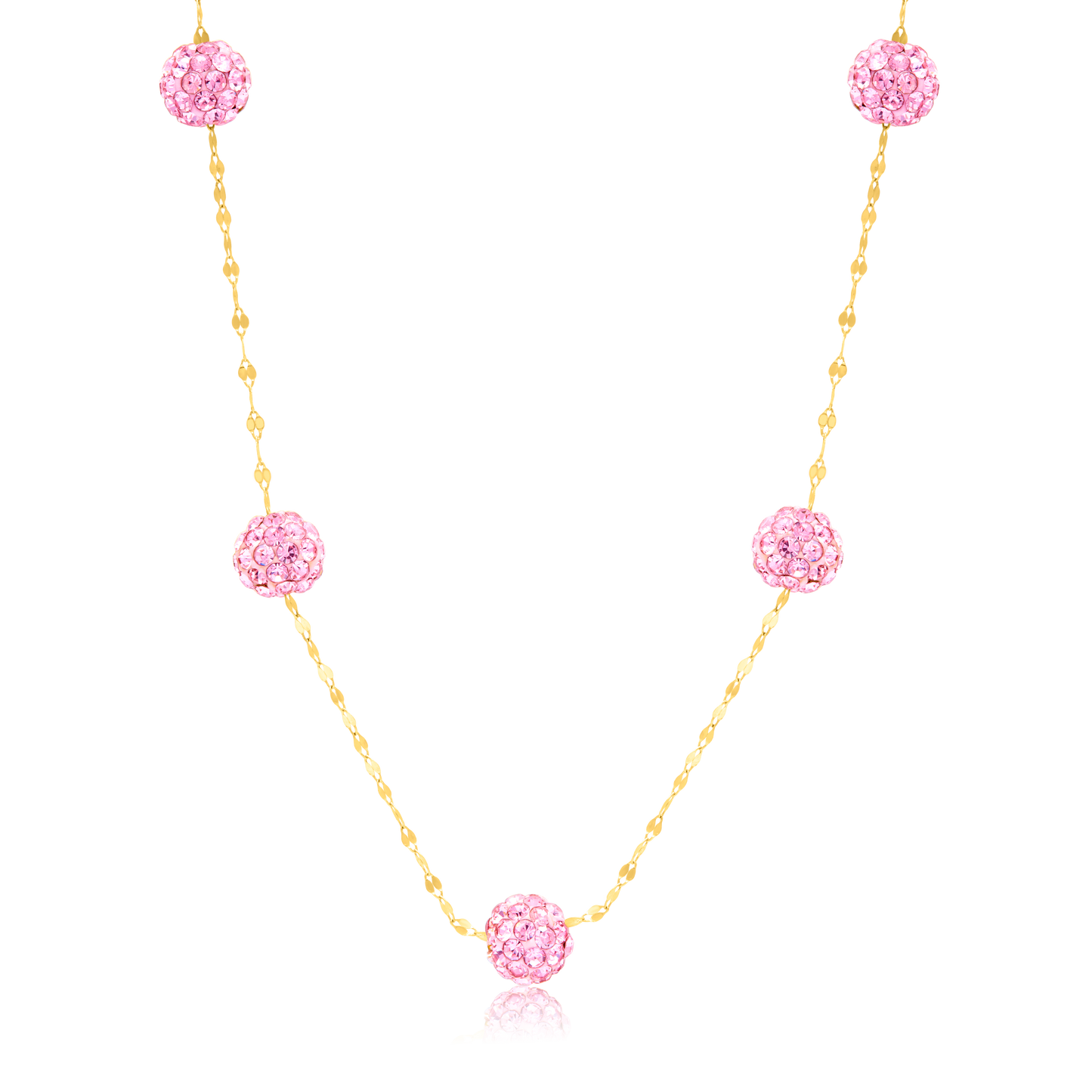 18K Pure Gold Pink Ball Necklace