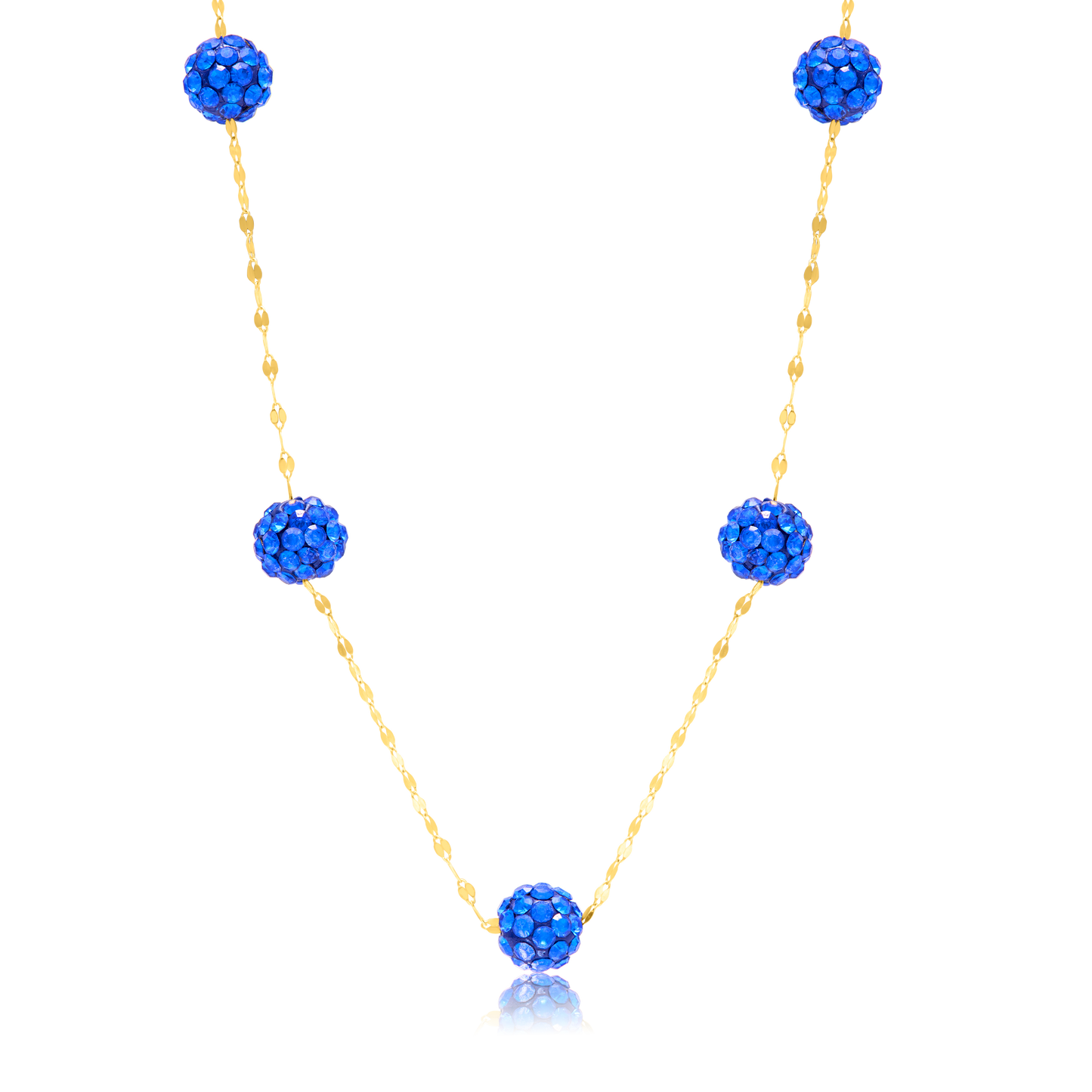 18K Pure Gold Blue Ball Necklace