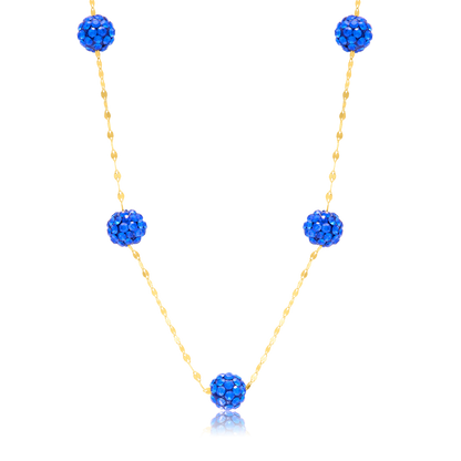 18K Pure Gold Blue Ball Necklace