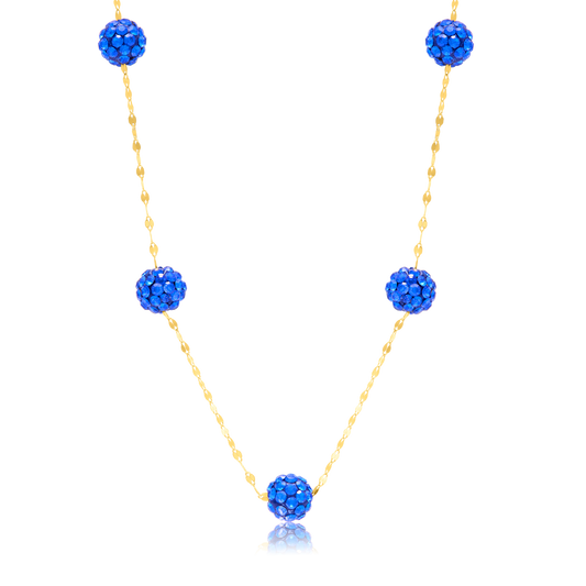 18K Pure Gold Blue Ball Necklace