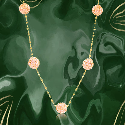 18K Pure Gold Brown Ball Necklace