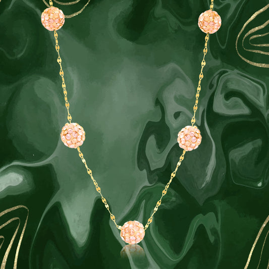 18K Pure Gold Brown Ball Necklace