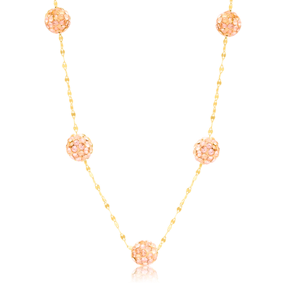 18K Pure Gold Brown Ball Necklace