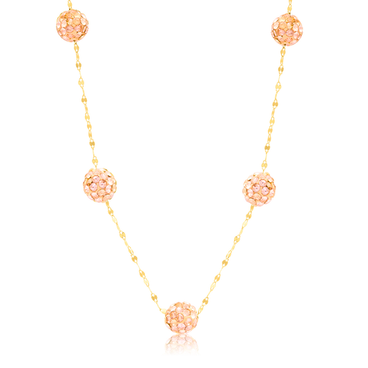 18K Pure Gold Brown Ball Necklace