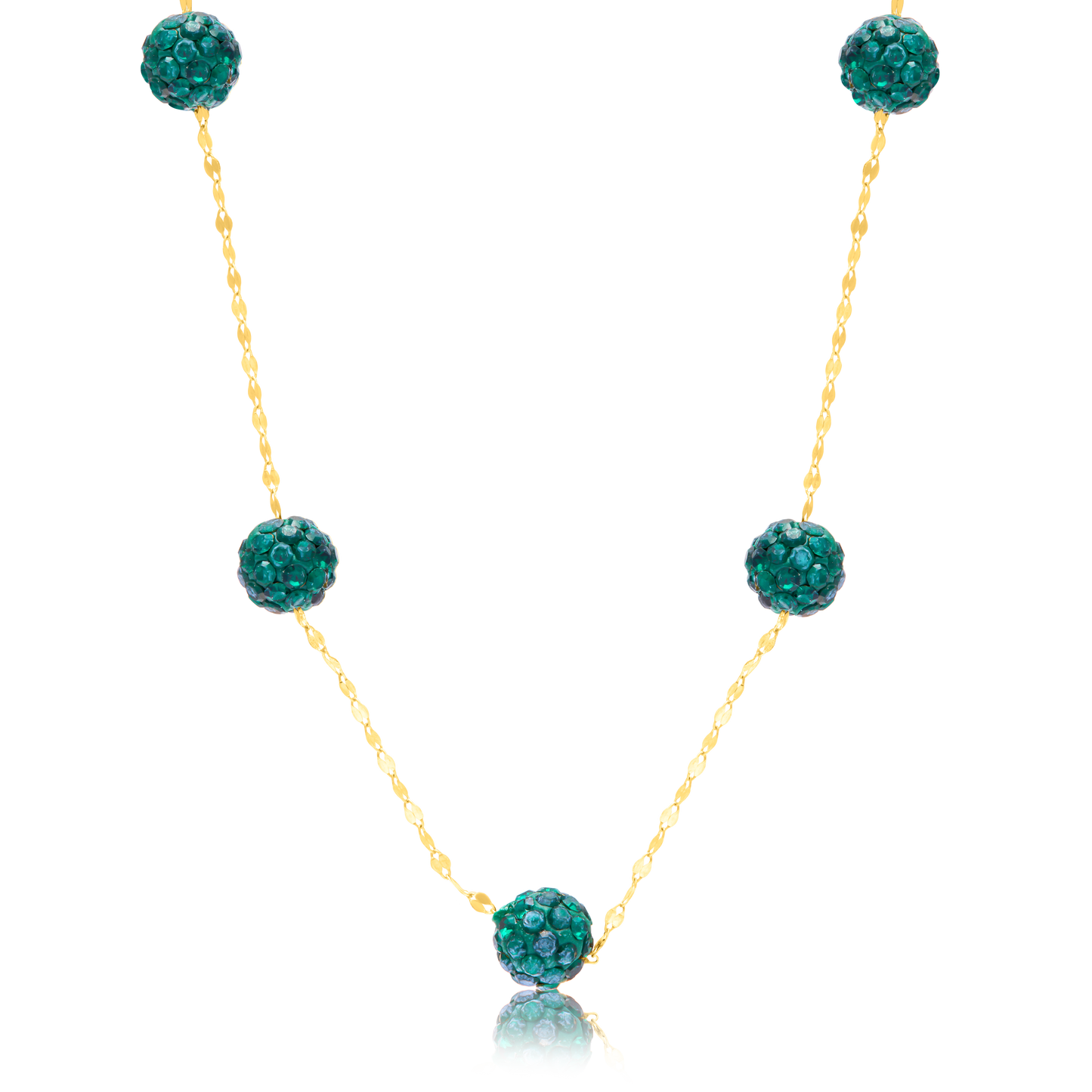 18K Pure Gold Green Ball Necklace