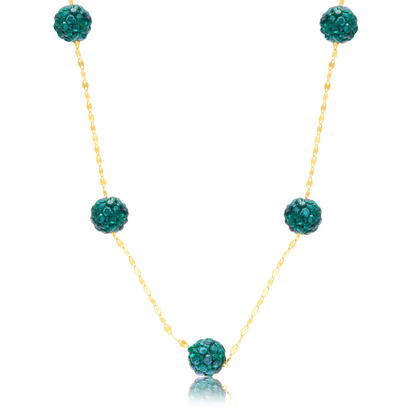 18K Pure Gold Green Ball Necklace