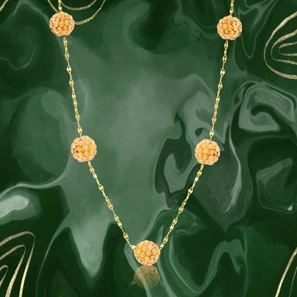 18K Pure Gold Ball Necklace