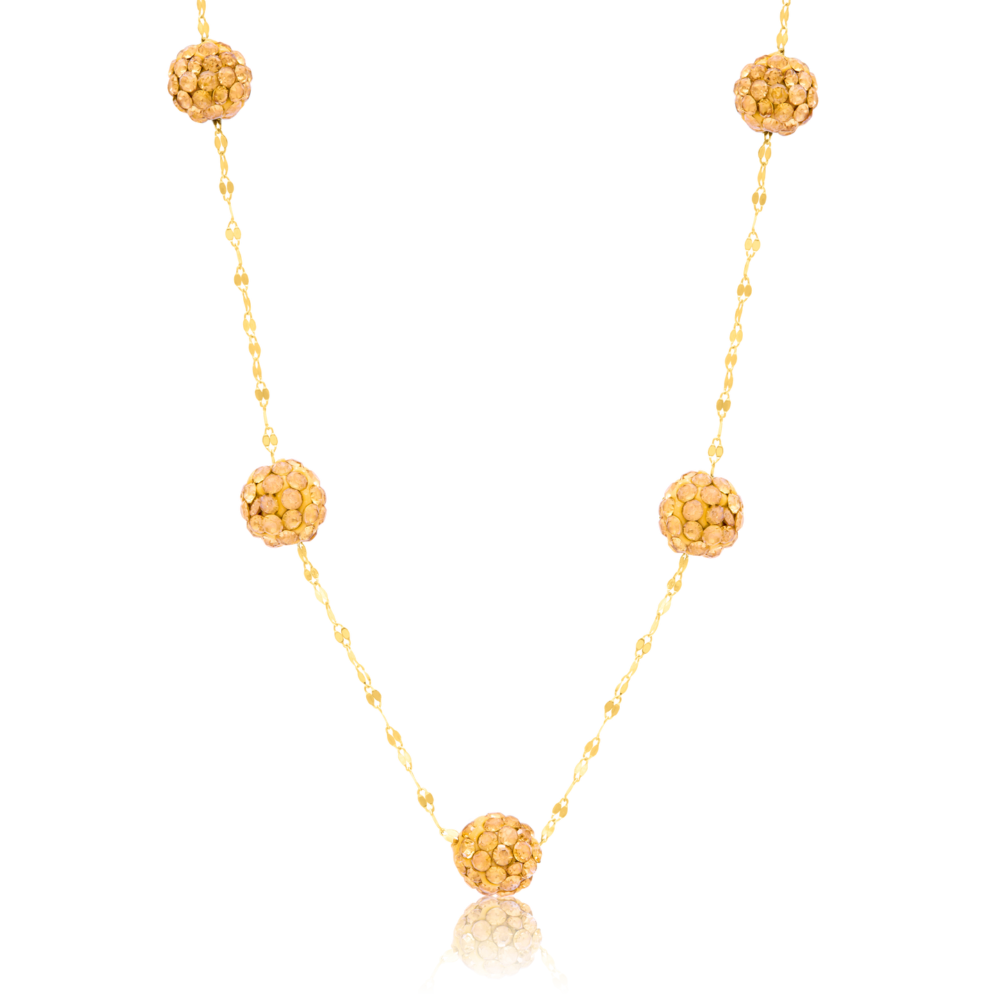 18K Pure Gold Ball Necklace