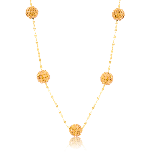 18K Pure Gold Ball Necklace