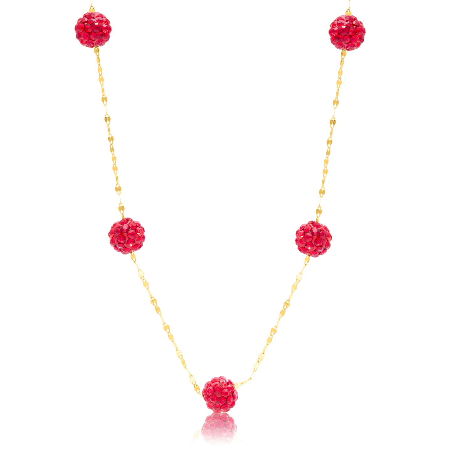 18K Pure Gold Red Ball Necklace