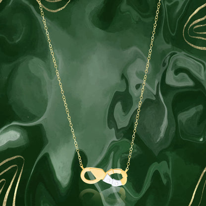 18K Pure Gold 2 Color Infinity Necklace