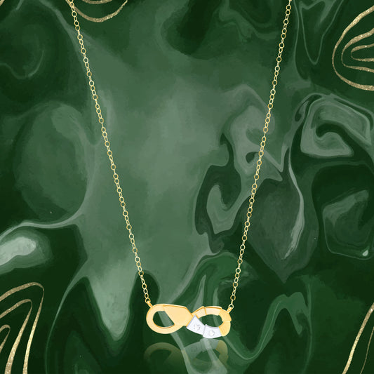 18K Pure Gold 2 Color Infinity Necklace