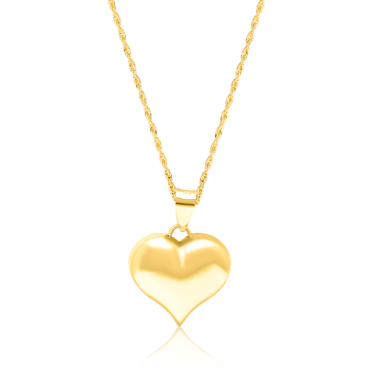 18K Pure Gold Heart Necklace