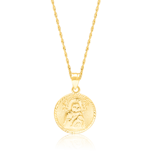 18K Pure Gold Religious Round Necklace