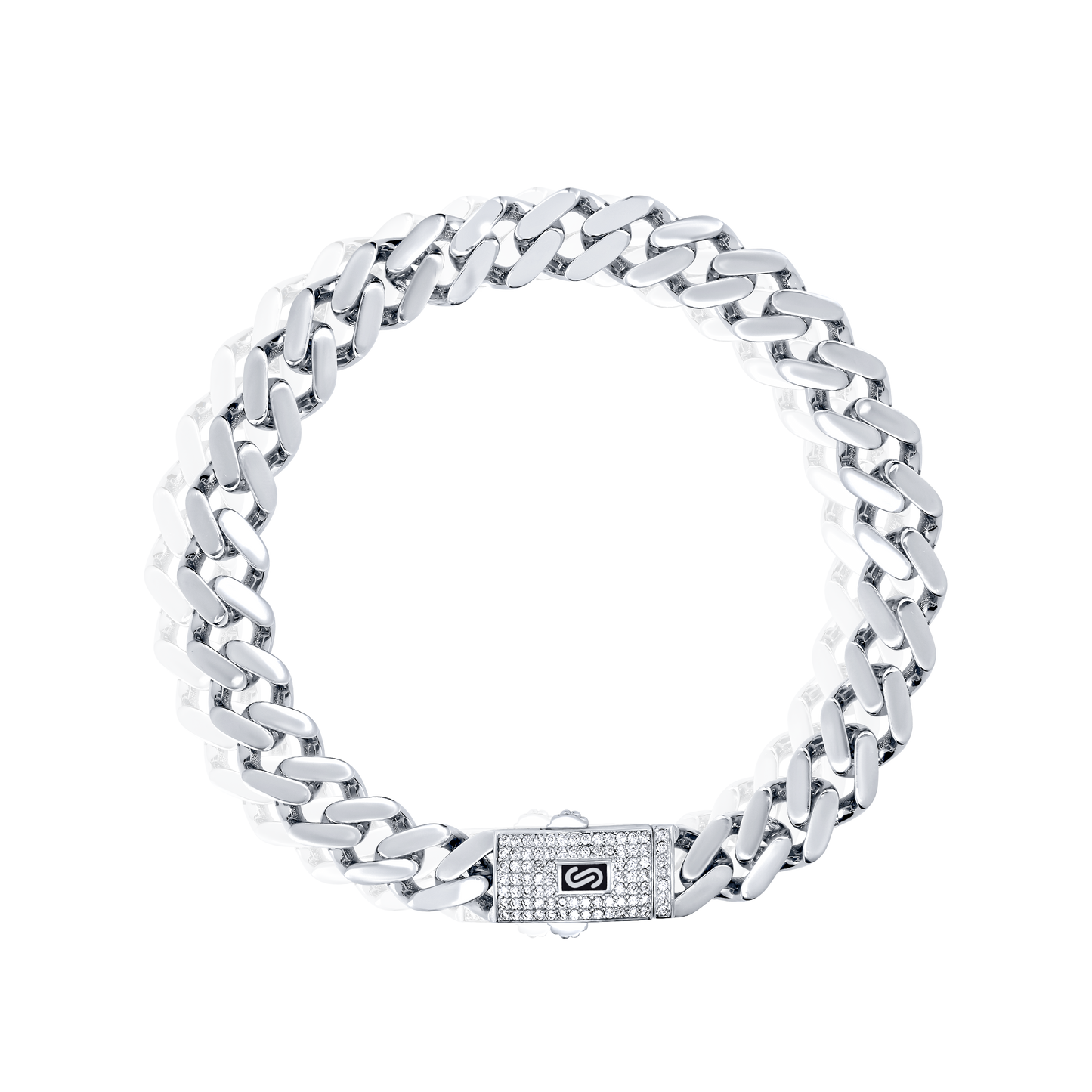 18K Pure White Gold Elegant Thick Linked Bracelet