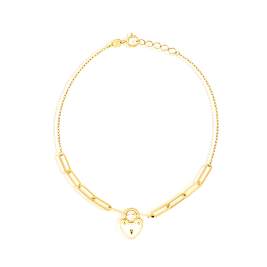 18K Pure Gold Heart Linked Bracelet