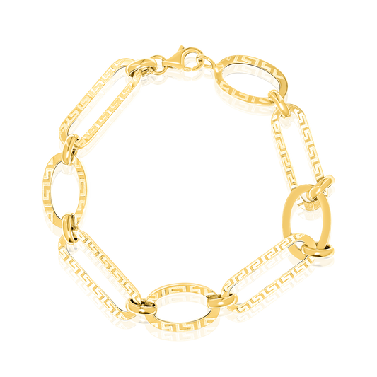 18K Pure Gold Square Oval Linked Bracelet