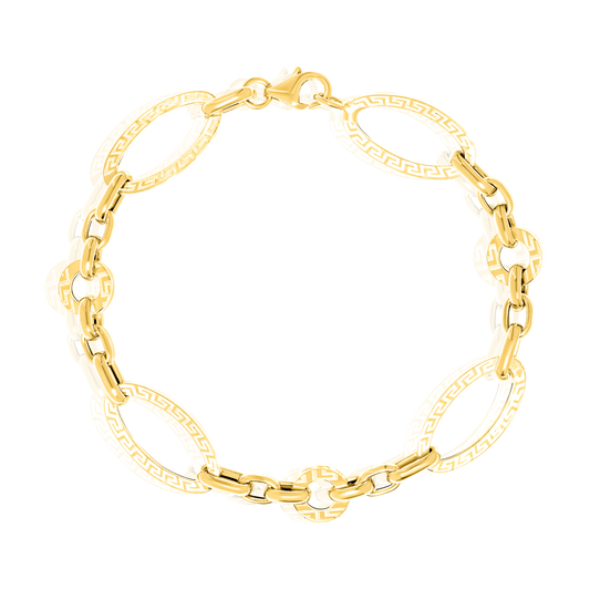 18K Pure Gold Oval Linked Bracelet