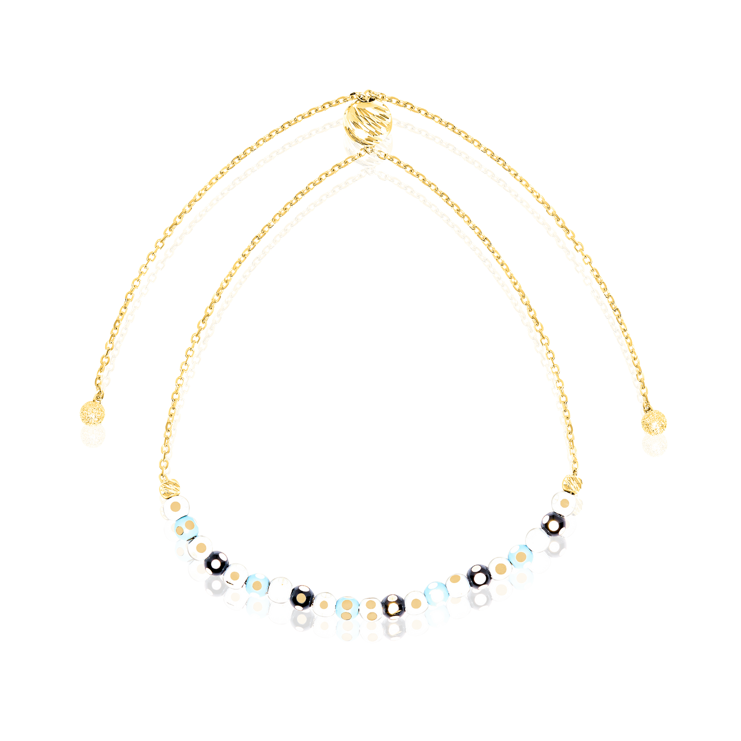18K Pure Gold Multi Color Seed Adjustable Bracelet