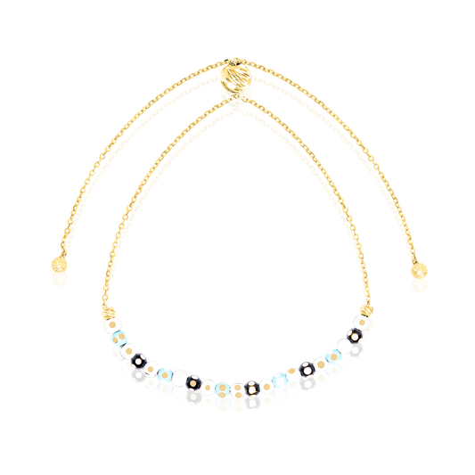 18K Pure Gold Multi Color Seed Adjustable Bracelet