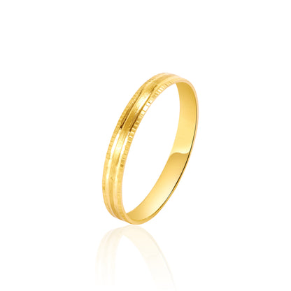 18K Pure Gold Round Ring