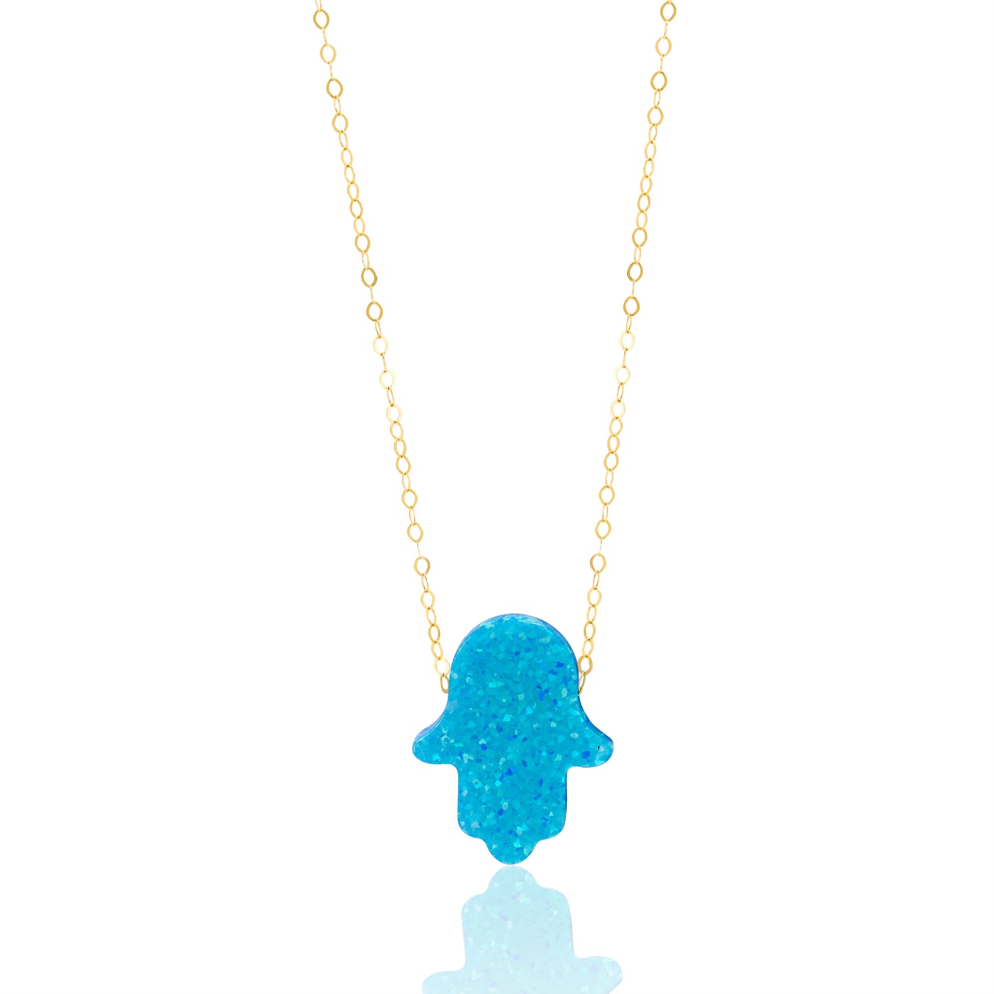 18K Pure Gold Sky Blue Palm Necklace