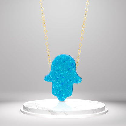 18K Pure Gold Sky Blue Palm Necklace