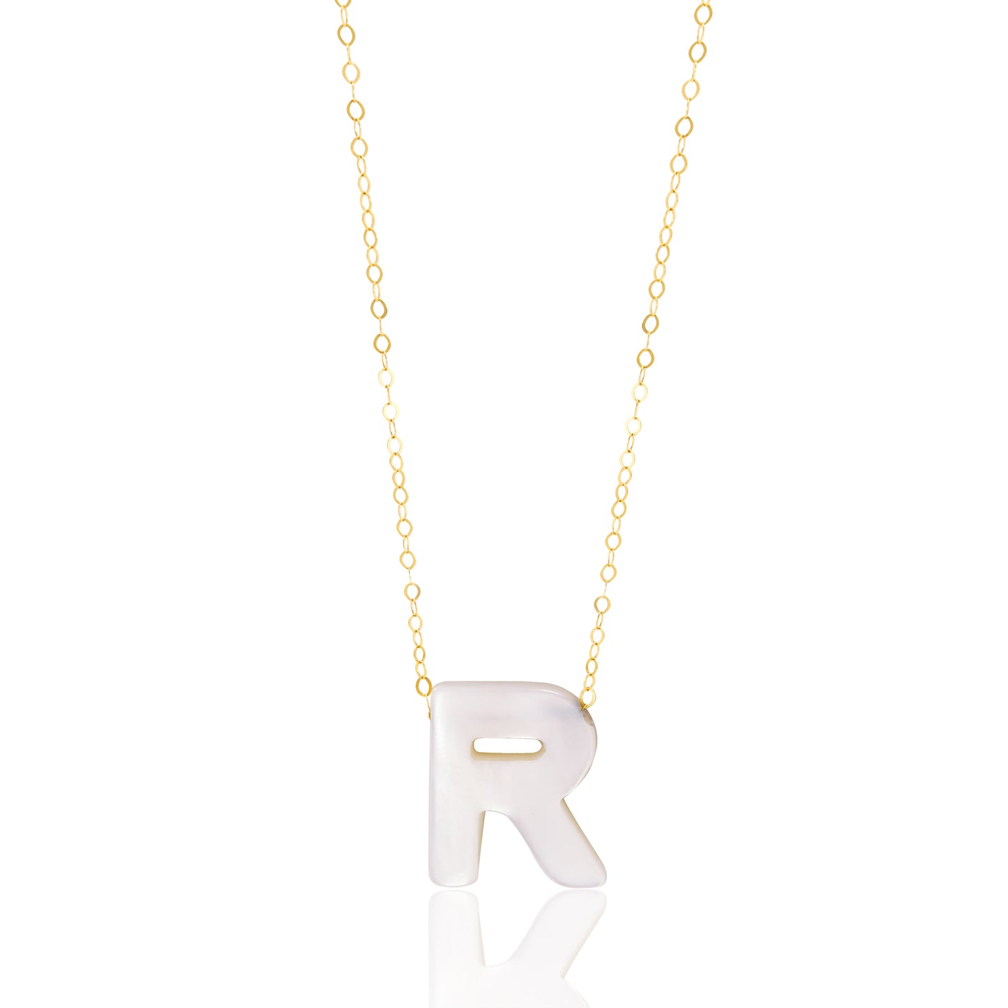 18K Pure Gold Letter R Necklace