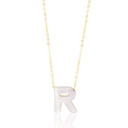 18K Pure Gold Letter R Necklace