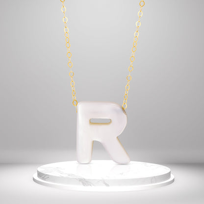 18K Pure Gold Letter R Necklace