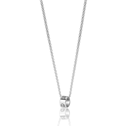 18K Pure White Gold Movable Pendant Necklace