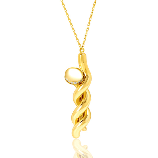 18K Pure Gold Twisted Nail Necklace