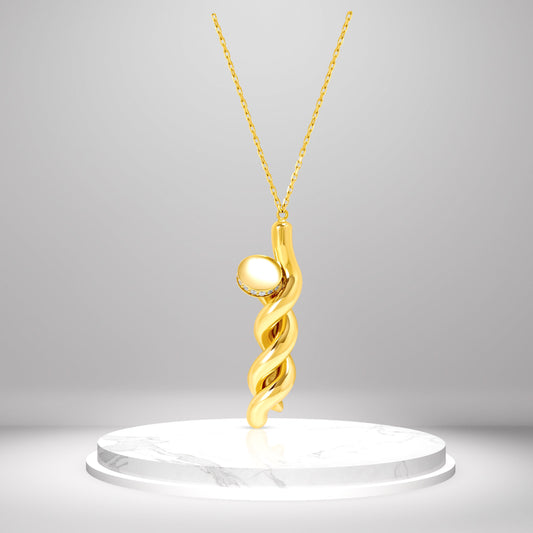 18K Pure Gold Twisted Nail Necklace