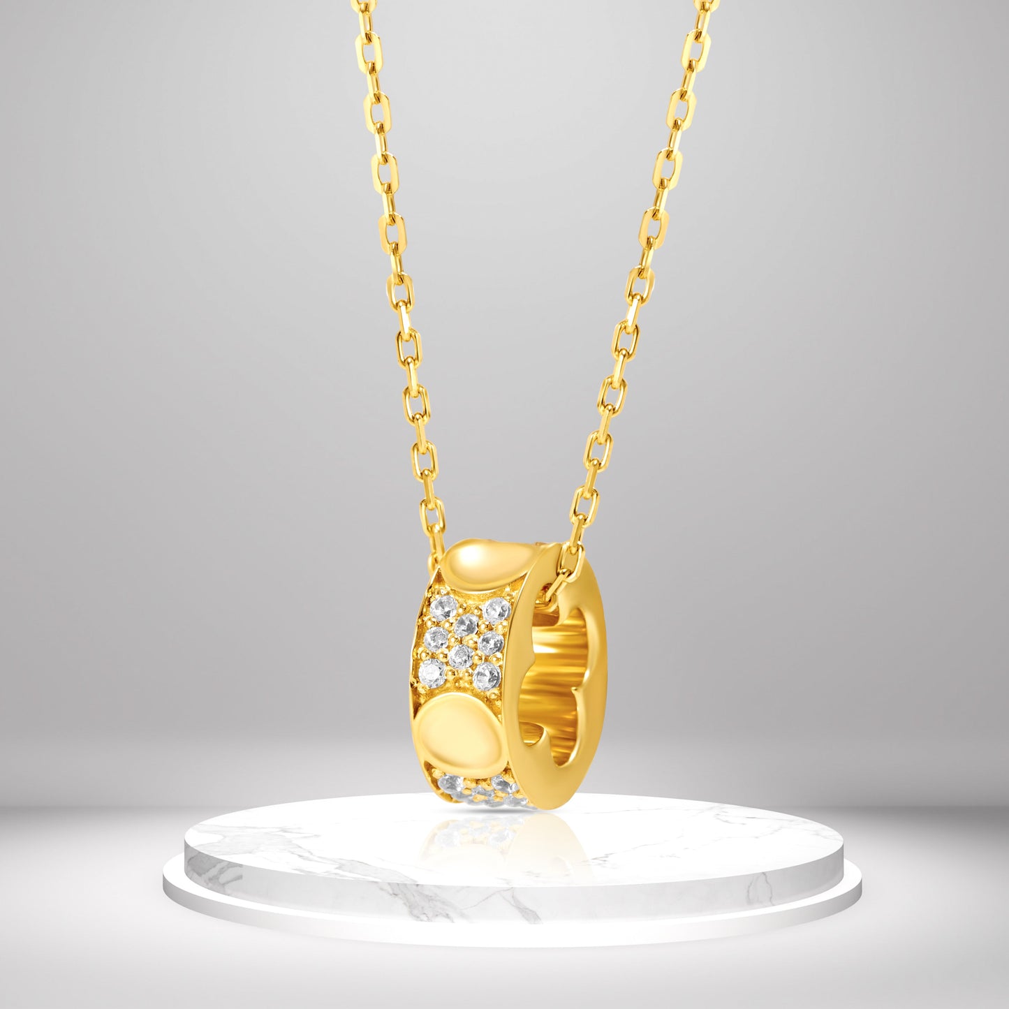 18K Pure Gold Movable Ring Necklace