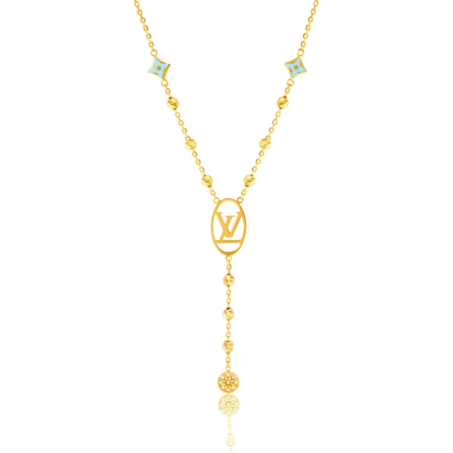 18K Pure Gold L.V Seed Necklace