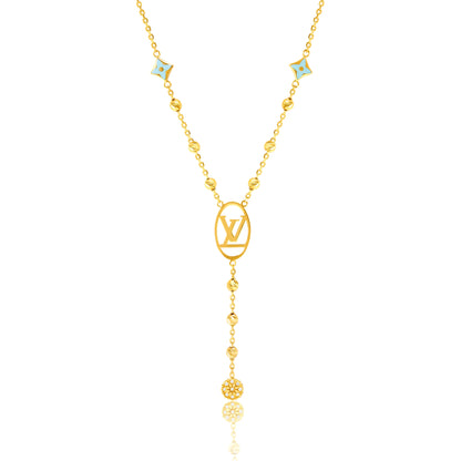 18K Pure Gold L.V Seed Necklace