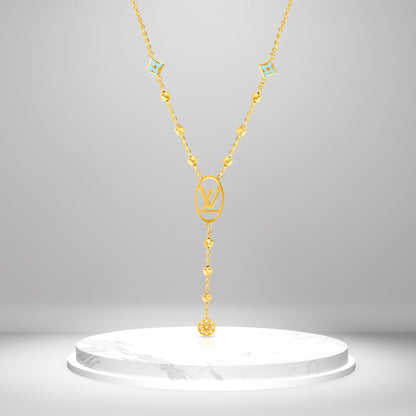 18K Pure Gold L.V Seed Necklace