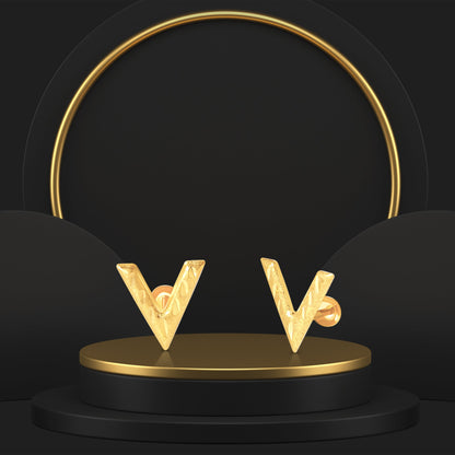 18K Pure Gold V Screw Earring Set