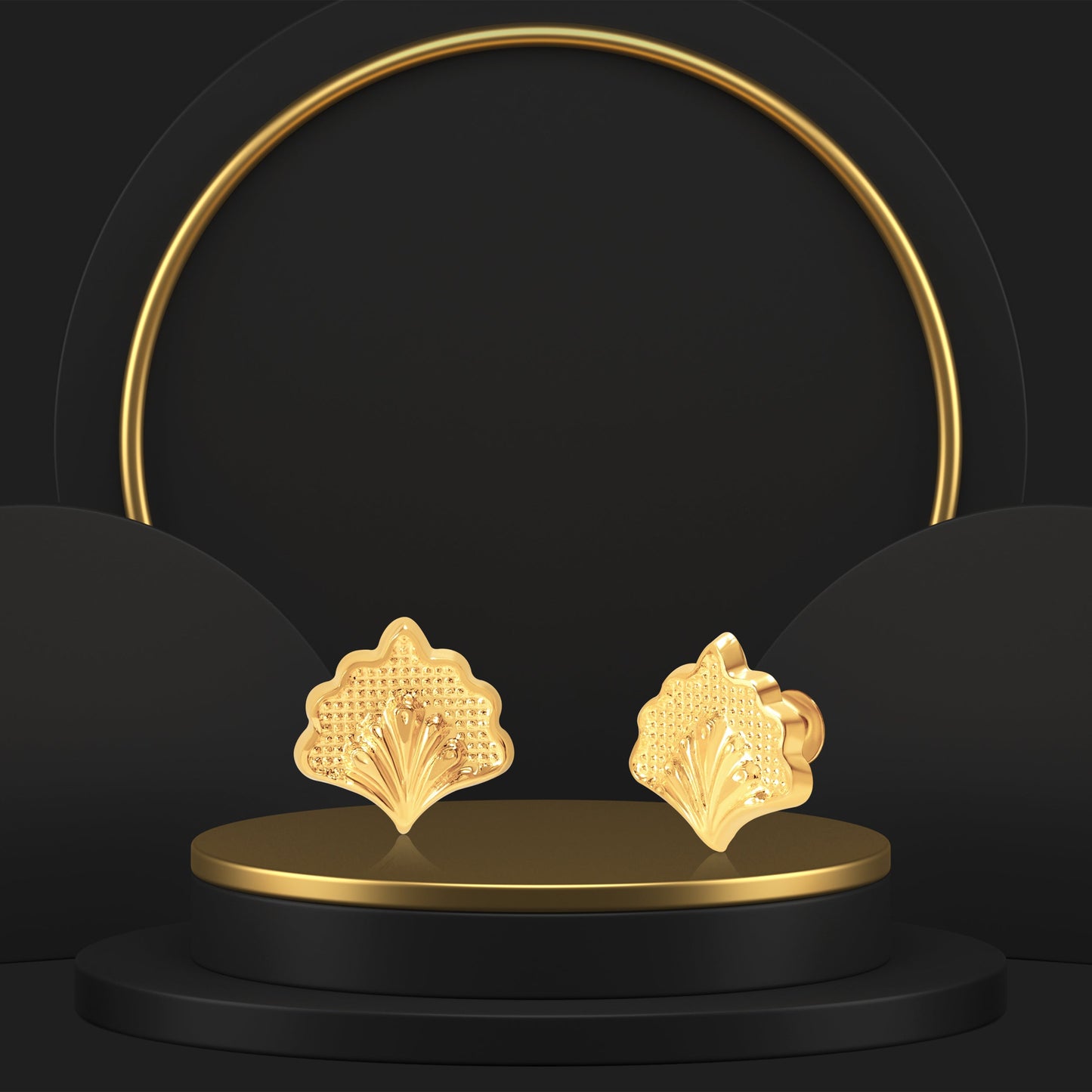 18K Pure Gold Tree Screw Earring Set