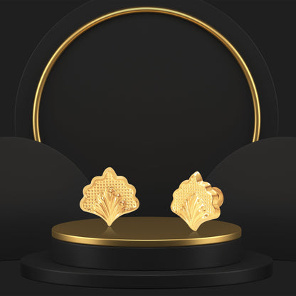 18K Pure Gold Tree Screw Earring Set