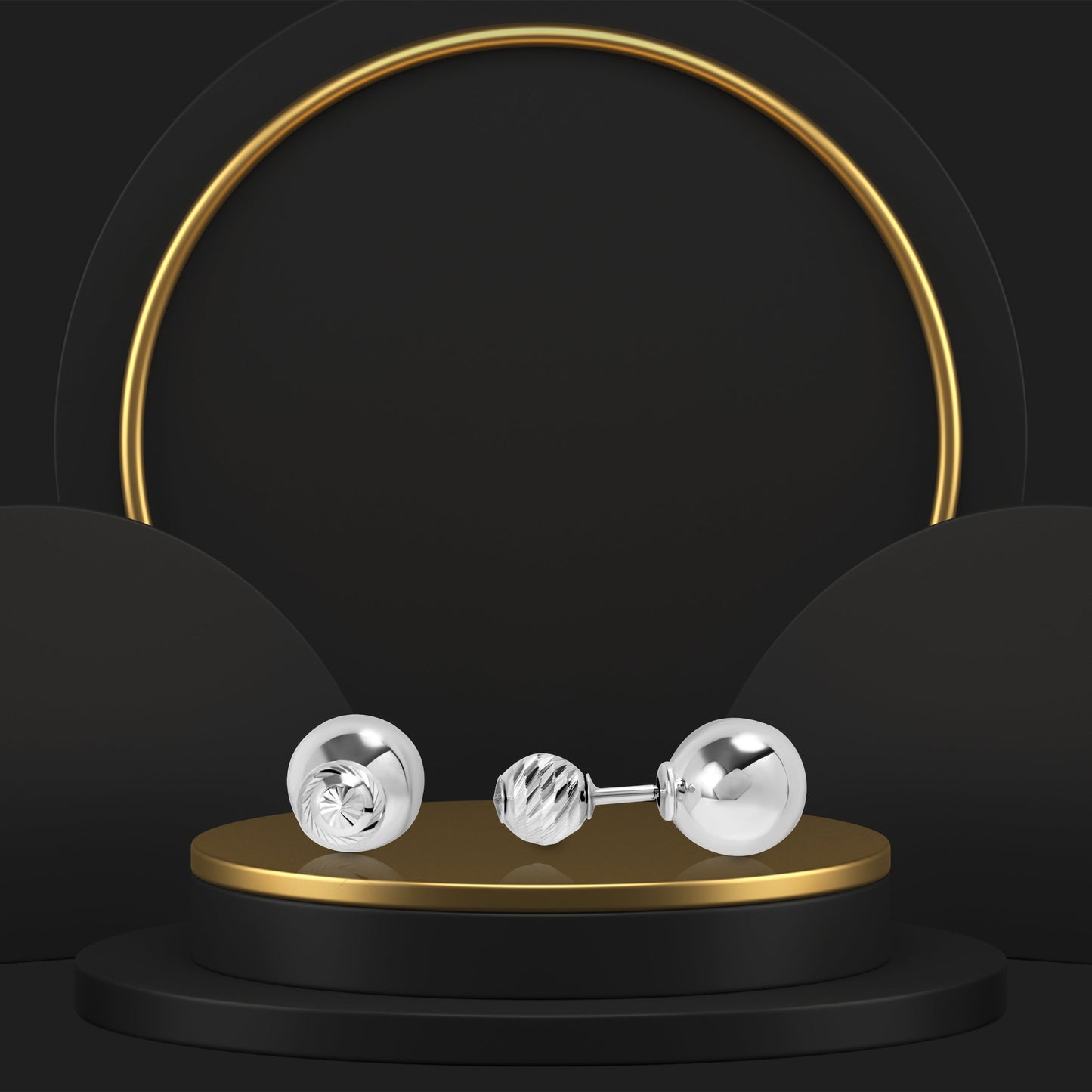 18K Pure White Gold Seed Earring Set