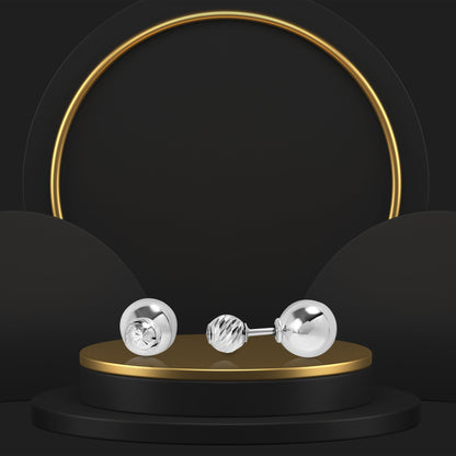 18K Pure White Gold Seed Earring Set