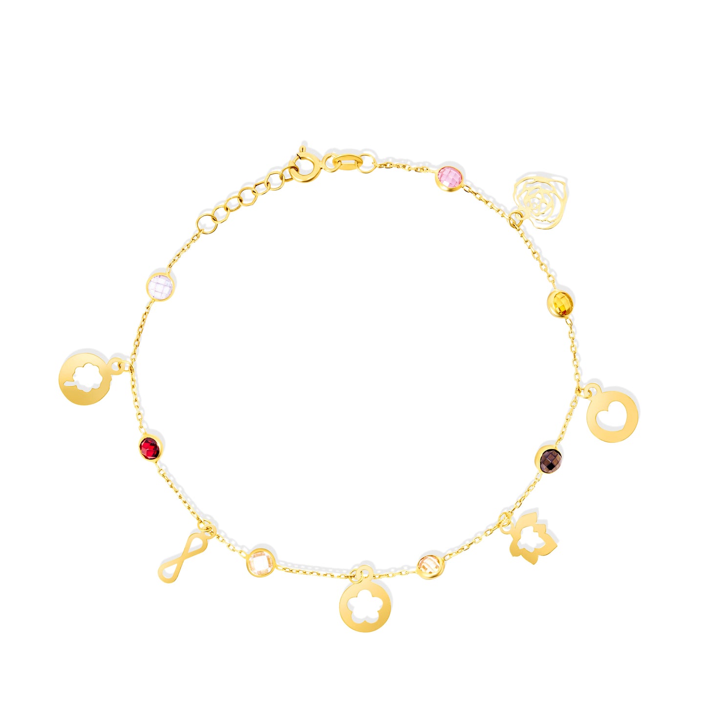 18K Pure Gold Multi Hanging Bracelet