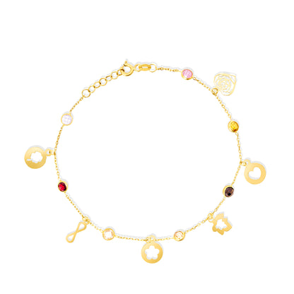 18K Pure Gold Multi Hanging Bracelet