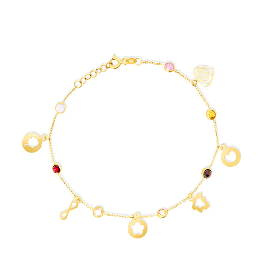 18K Pure Gold Multi Hanging Bracelet