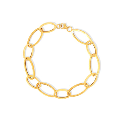 18K Pure Gold Oval Linked Bracelet