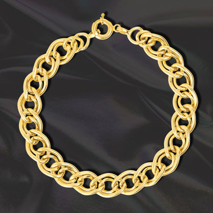 18K Pure Gold Thick Linked Bracelet